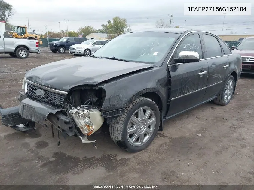 1FAFP27156G152104 2006 Ford Five Hundred Sel