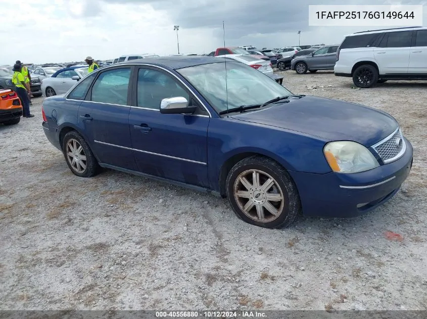 2006 Ford Five Hundred Limited VIN: 1FAFP25176G149644 Lot: 40556880