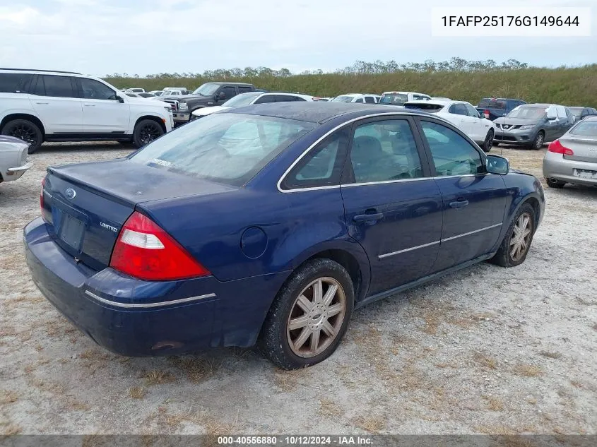 1FAFP25176G149644 2006 Ford Five Hundred Limited