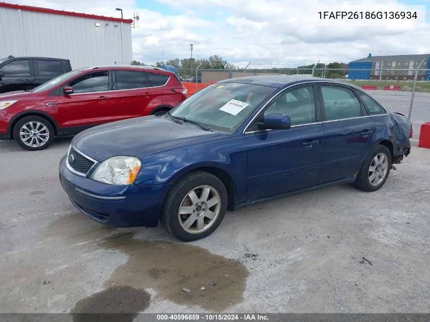 2006 Ford Five Hundred Se VIN: 1FAFP26186G136934 Lot: 40596859