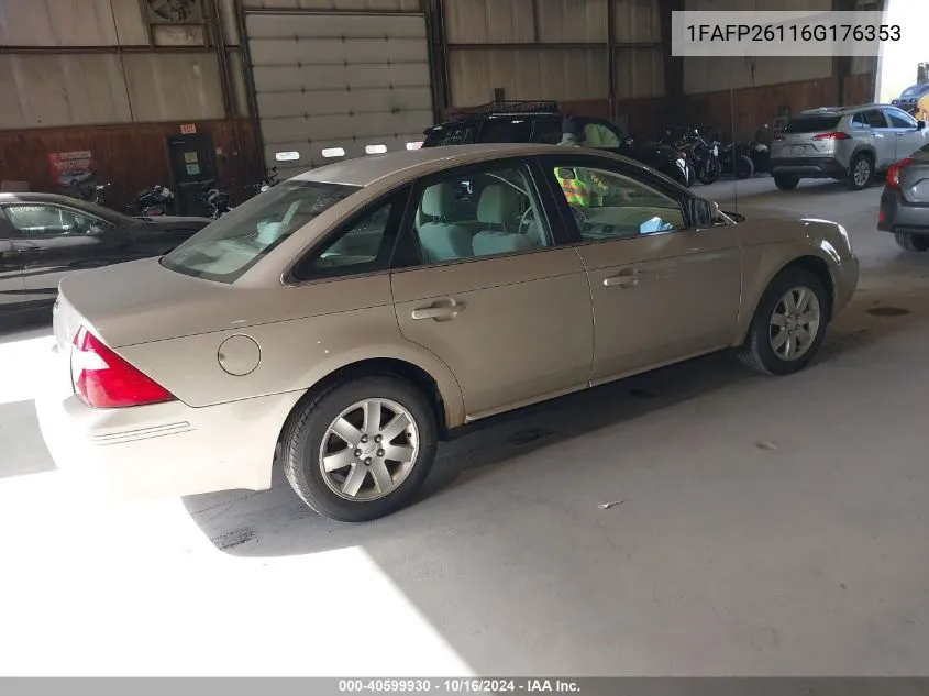 2006 Ford Five Hundred Se VIN: 1FAFP26116G176353 Lot: 40599930