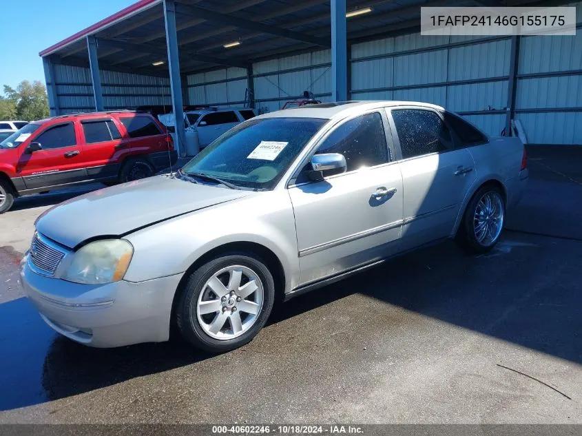 2006 Ford Five Hundred Sel VIN: 1FAFP24146G155175 Lot: 40602246