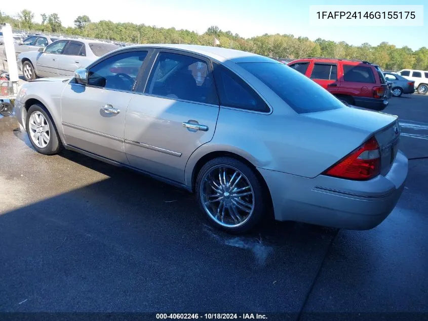 2006 Ford Five Hundred Sel VIN: 1FAFP24146G155175 Lot: 40602246