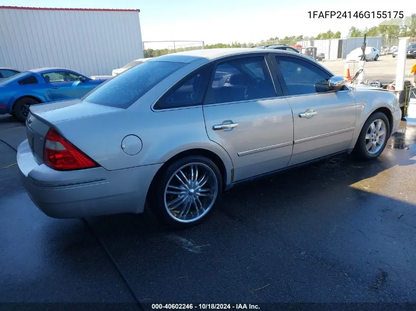 2006 Ford Five Hundred Sel VIN: 1FAFP24146G155175 Lot: 40602246