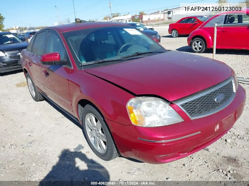 2006 Ford Five Hundred Sel VIN: 1FAFP24126G123003 Lot: 40620845