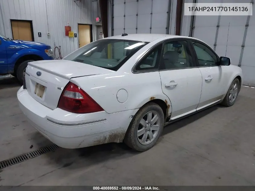 2007 Ford Five Hundred Sel VIN: 1FAHP24177G145136 Lot: 40059552