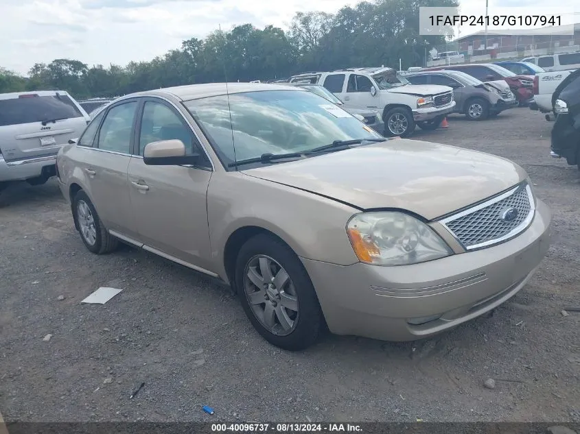 2007 Ford Five Hundred Sel VIN: 1FAFP24187G107941 Lot: 40096737