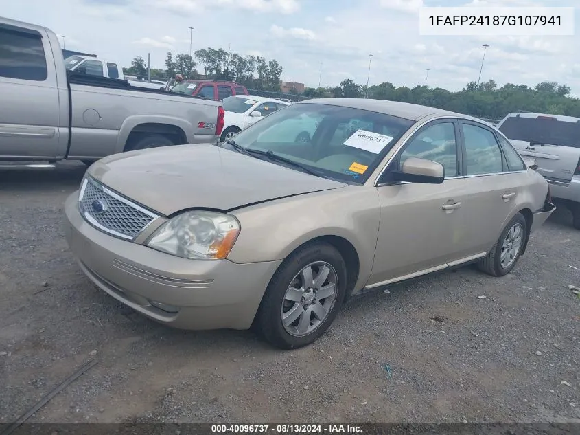 2007 Ford Five Hundred Sel VIN: 1FAFP24187G107941 Lot: 40096737