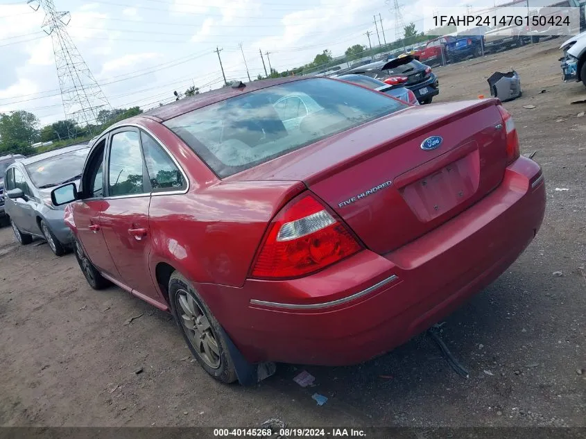 1FAHP24147G150424 2007 Ford Five Hundred Sel