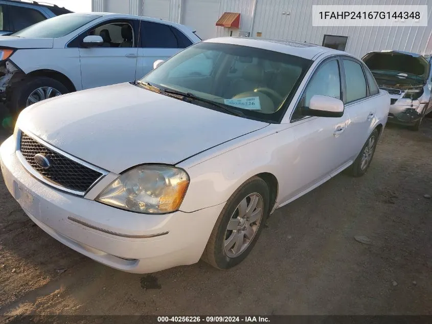 2007 Ford Five Hundred Sel VIN: 1FAHP24167G144348 Lot: 40256226