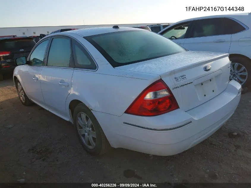 2007 Ford Five Hundred Sel VIN: 1FAHP24167G144348 Lot: 40256226