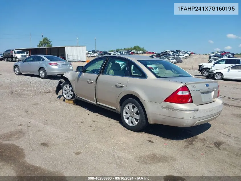 1FAHP241X7G160195 2007 Ford Five Hundred Sel