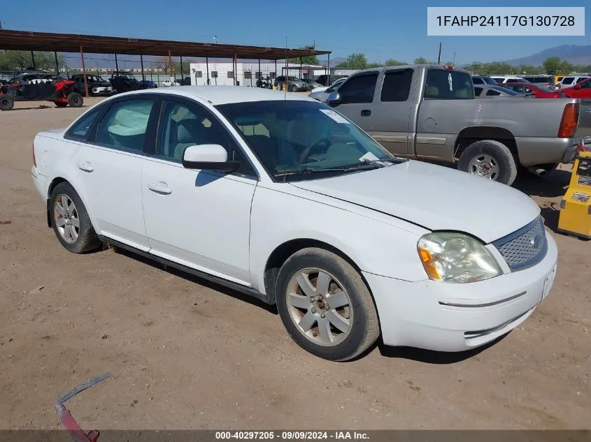 2007 Ford Five Hundred Sel VIN: 1FAHP24117G130728 Lot: 40297205