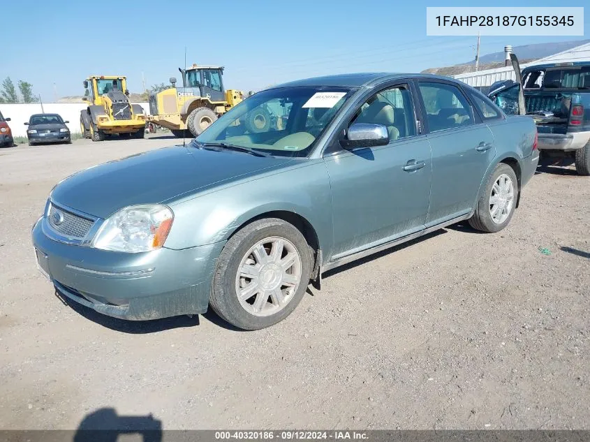 1FAHP28187G155345 2007 Ford Five Hundred Limited