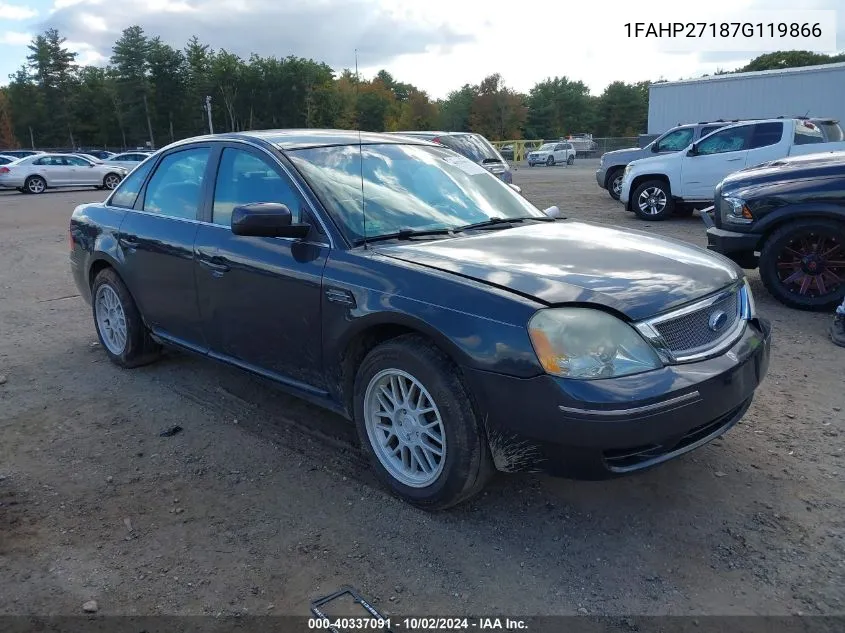 2007 Ford Five Hundred Sel VIN: 1FAHP27187G119866 Lot: 40337091