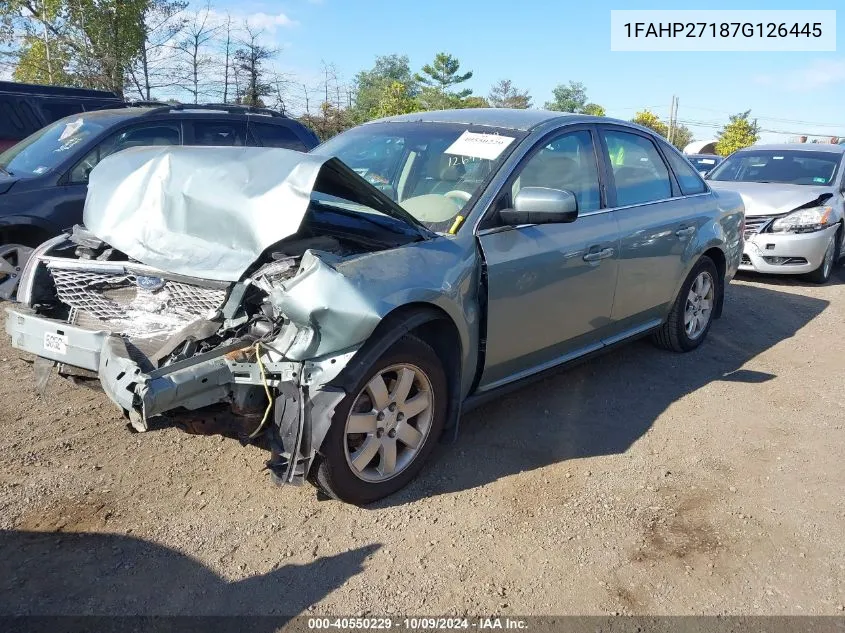 2007 Ford Five Hundred Sel VIN: 1FAHP27187G126445 Lot: 40550229