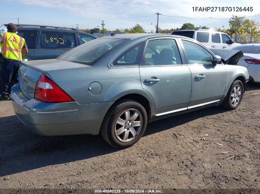 1FAHP27187G126445 2007 Ford Five Hundred Sel