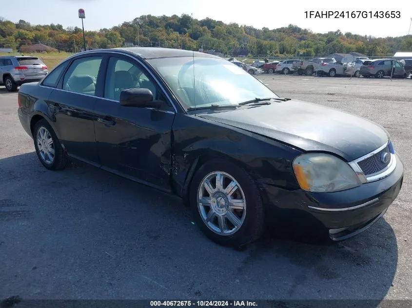 2007 Ford Five Hundred Sel VIN: 1FAHP24167G143653 Lot: 40672675