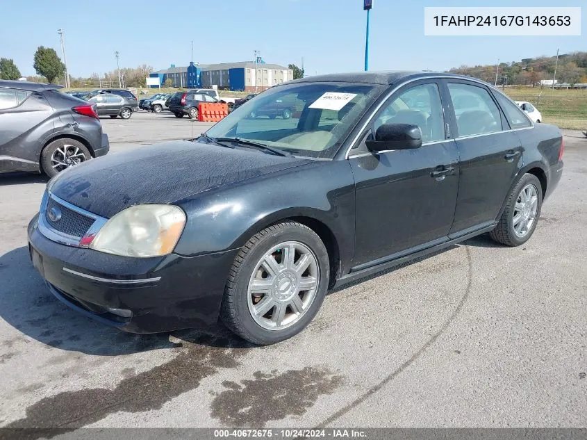 2007 Ford Five Hundred Sel VIN: 1FAHP24167G143653 Lot: 40672675