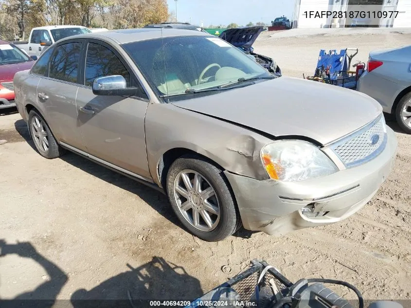 2007 Ford Five Hundred Limited VIN: 1FAFP28187G110977 Lot: 40694209