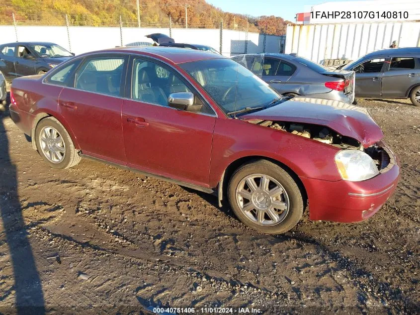 2007 Ford Five Hundred Limited VIN: 1FAHP28107G140810 Lot: 40751406