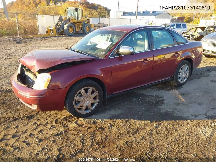 2007 Ford Five Hundred Limited VIN: 1FAHP28107G140810 Lot: 40751406