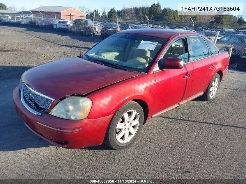 2007 Ford Five Hundred Sel VIN: 1FAHP241X7G153604 Lot: 40807956