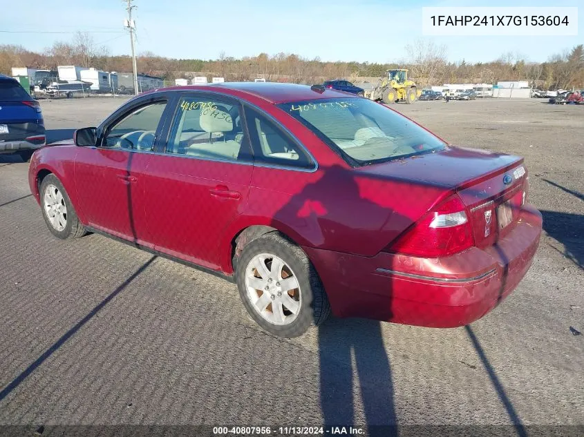 2007 Ford Five Hundred Sel VIN: 1FAHP241X7G153604 Lot: 40807956