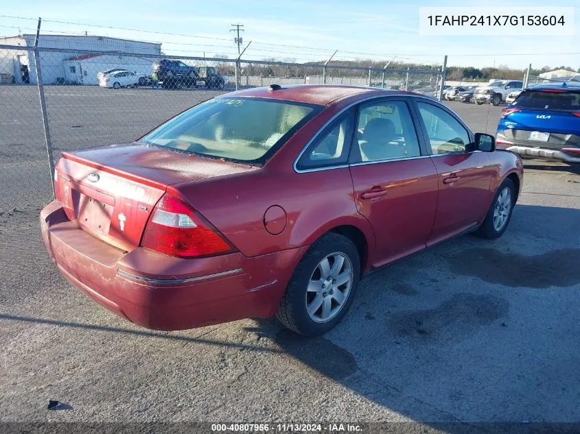 2007 Ford Five Hundred Sel VIN: 1FAHP241X7G153604 Lot: 40807956