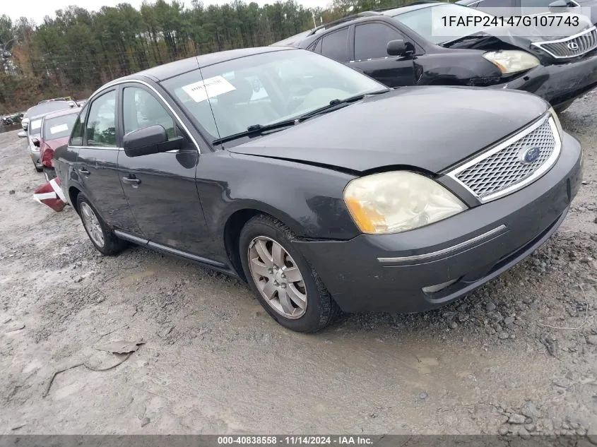 2007 Ford Five Hundred Sel VIN: 1FAFP24147G107743 Lot: 40838558