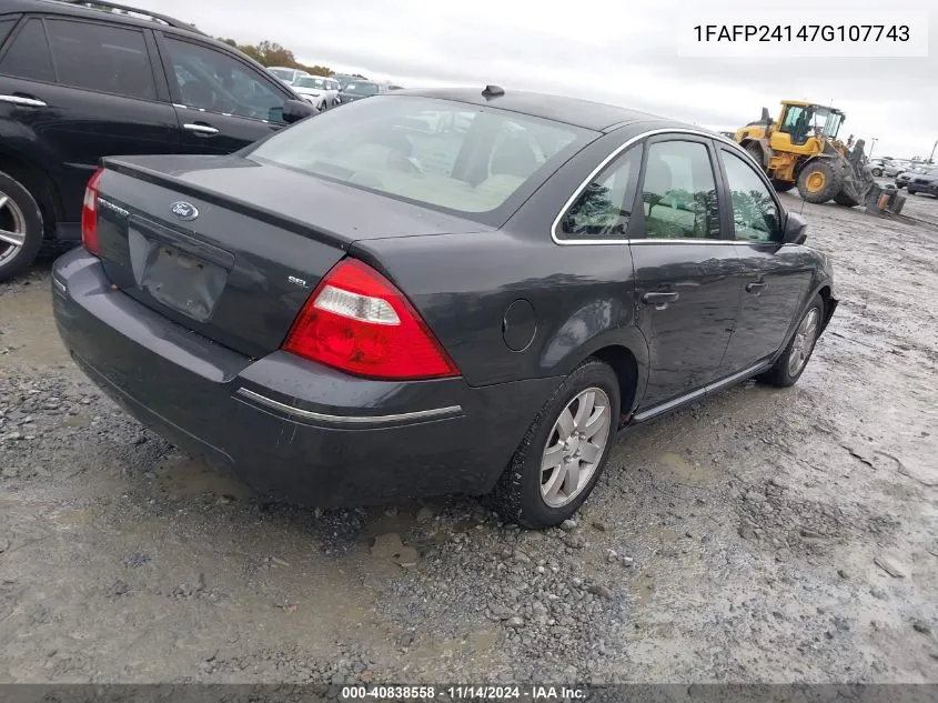 2007 Ford Five Hundred Sel VIN: 1FAFP24147G107743 Lot: 40838558