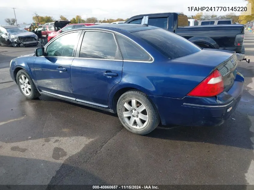 2007 Ford Five Hundred Sel VIN: 1FAHP24177G145220 Lot: 40860657