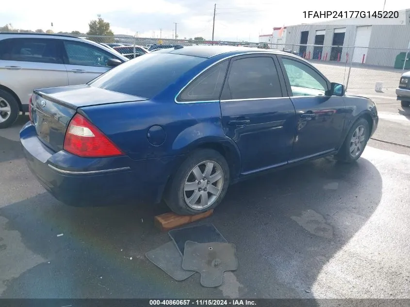 2007 Ford Five Hundred Sel VIN: 1FAHP24177G145220 Lot: 40860657