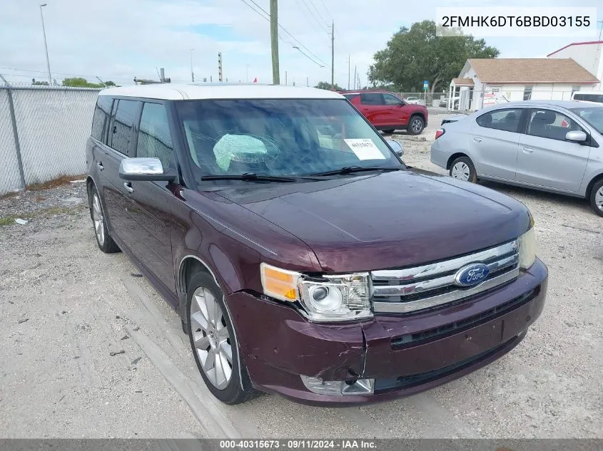 2011 Ford Flex Limited VIN: 2FMHK6DT6BBD03155 Lot: 40315673