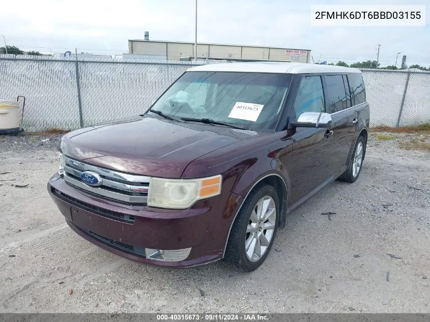 2011 Ford Flex Limited VIN: 2FMHK6DT6BBD03155 Lot: 40315673