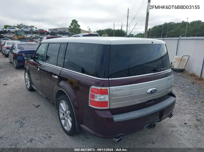 2011 Ford Flex Limited VIN: 2FMHK6DT6BBD03155 Lot: 40315673