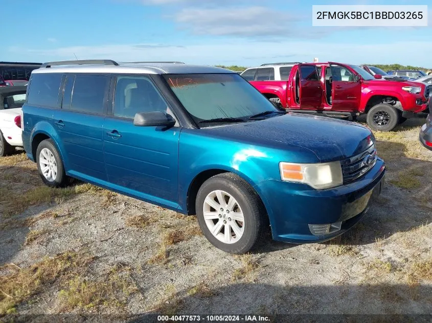 2011 Ford Flex Se VIN: 2FMGK5BC1BBD03265 Lot: 40477573