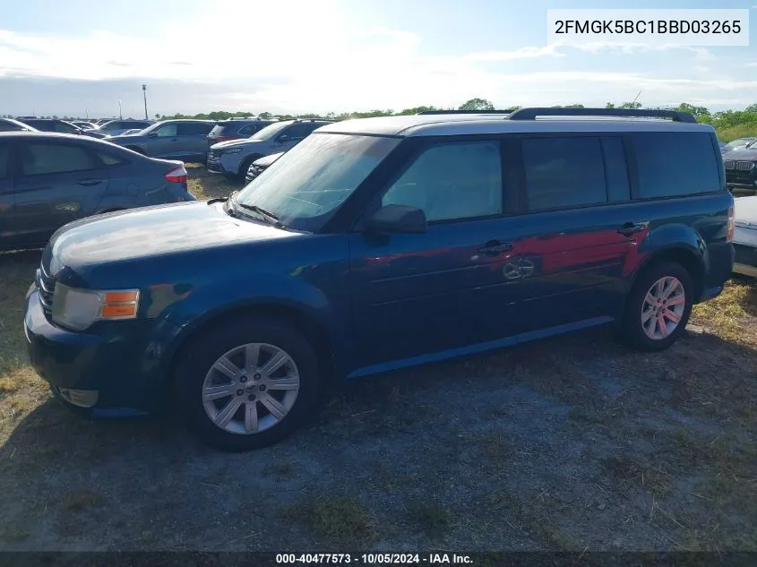 2011 Ford Flex Se VIN: 2FMGK5BC1BBD03265 Lot: 40477573