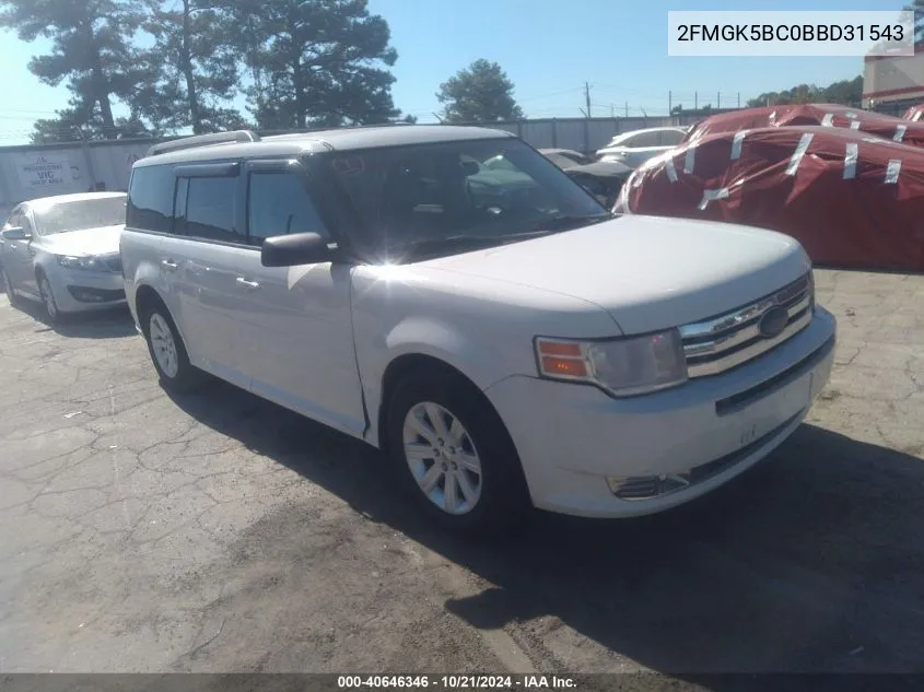 2011 Ford Flex Se VIN: 2FMGK5BC0BBD31543 Lot: 40646346