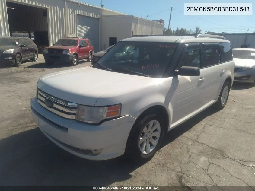 2011 Ford Flex Se VIN: 2FMGK5BC0BBD31543 Lot: 40646346