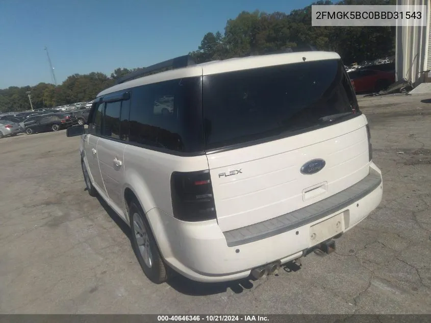 2011 Ford Flex Se VIN: 2FMGK5BC0BBD31543 Lot: 40646346