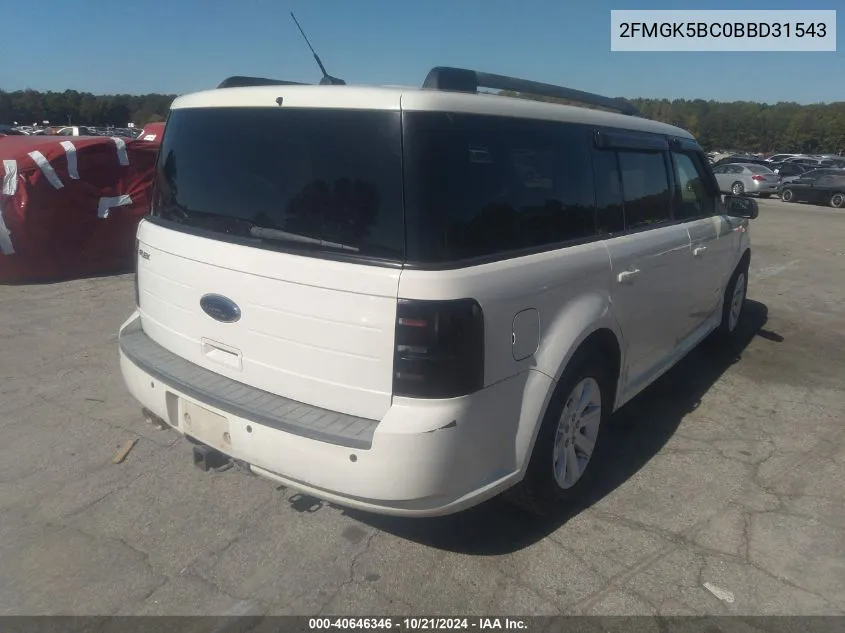 2011 Ford Flex Se VIN: 2FMGK5BC0BBD31543 Lot: 40646346