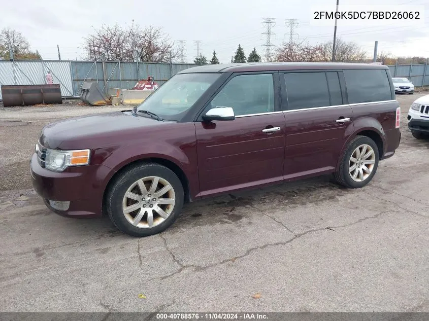 2011 Ford Flex Limited VIN: 2FMGK5DC7BBD26062 Lot: 40788576