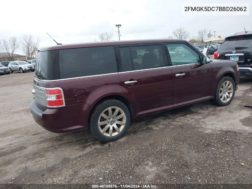 2011 Ford Flex Limited VIN: 2FMGK5DC7BBD26062 Lot: 40788576