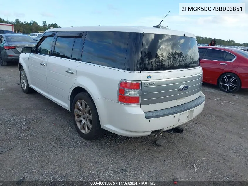 2011 Ford Flex Limited VIN: 2FMGK5DC7BBD03851 Lot: 40810675