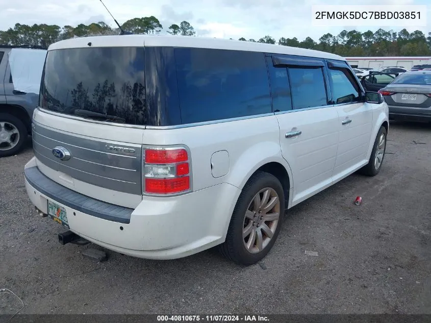 2011 Ford Flex Limited VIN: 2FMGK5DC7BBD03851 Lot: 40810675