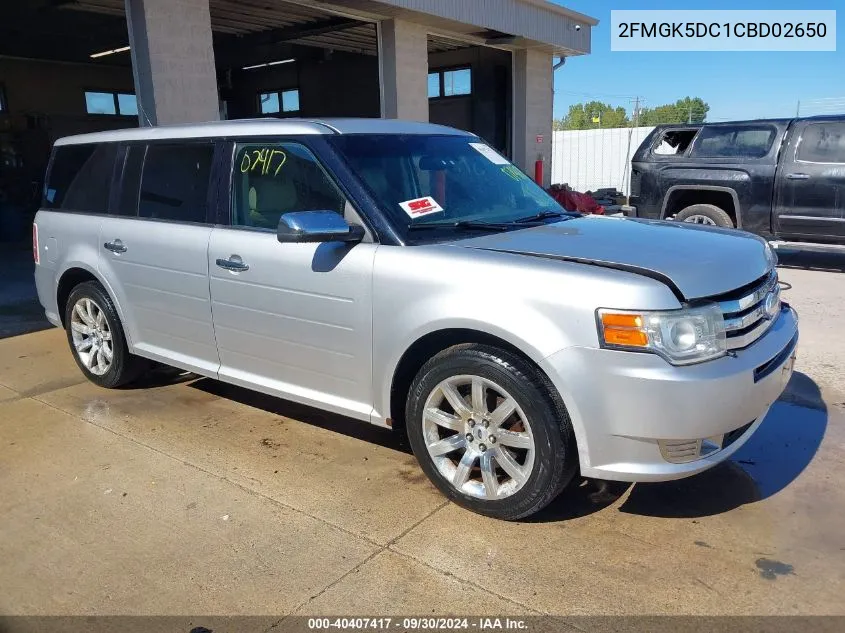 2012 Ford Flex Limited VIN: 2FMGK5DC1CBD02650 Lot: 40407417