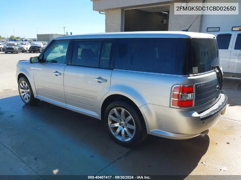 2012 Ford Flex Limited VIN: 2FMGK5DC1CBD02650 Lot: 40407417