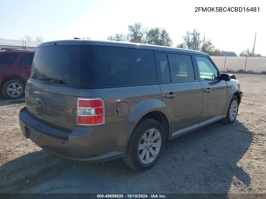 2012 Ford Flex Se VIN: 2FMGK5BC4CBD16481 Lot: 40606820