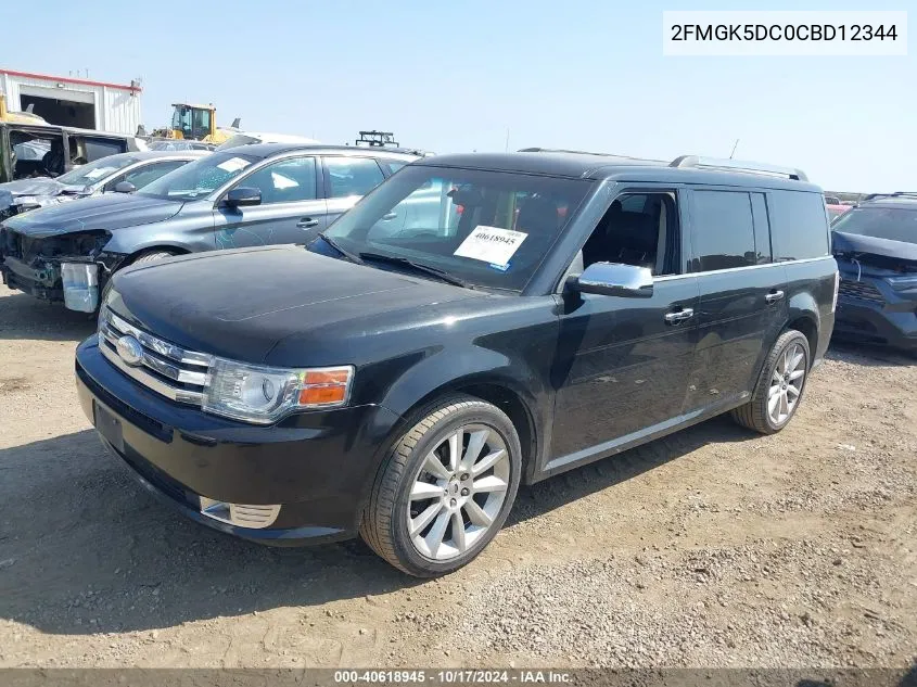 2012 Ford Flex Limited VIN: 2FMGK5DC0CBD12344 Lot: 40618945